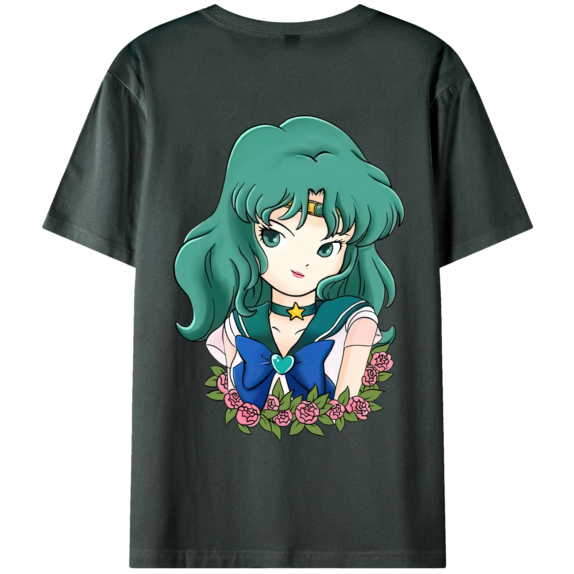 （画像用） 美少女戦士セーラームーン 海王 みちる（かいおう みちる） Sailor Moon Kaiou Michiru 綿100％ メンズ半袖Tシャツ（バックプリント） 通気性